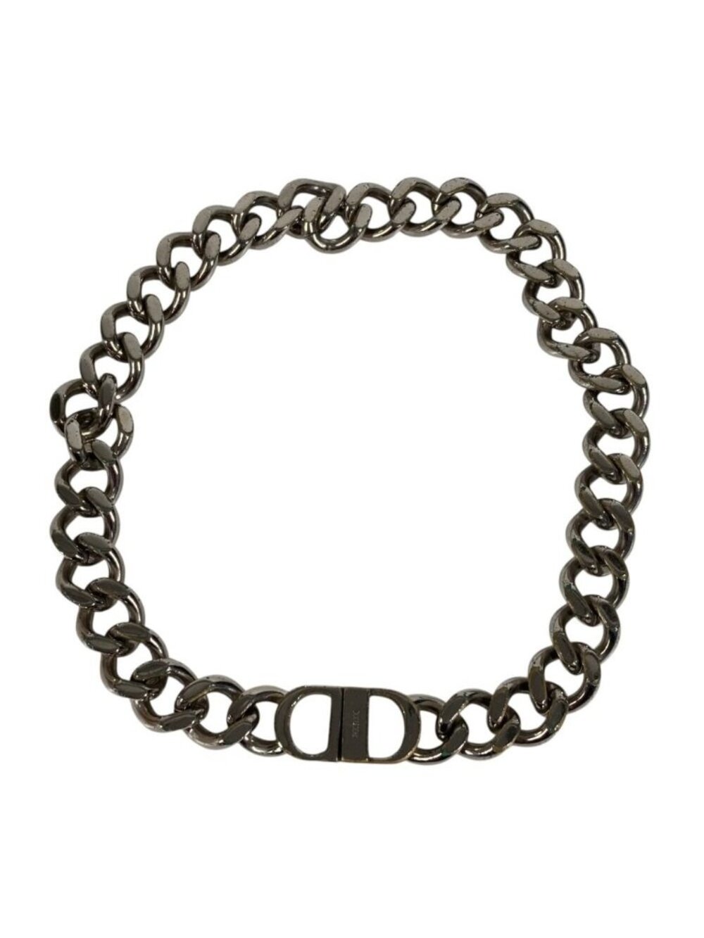 Dior Necklace CD Logo Icon Metal Silver